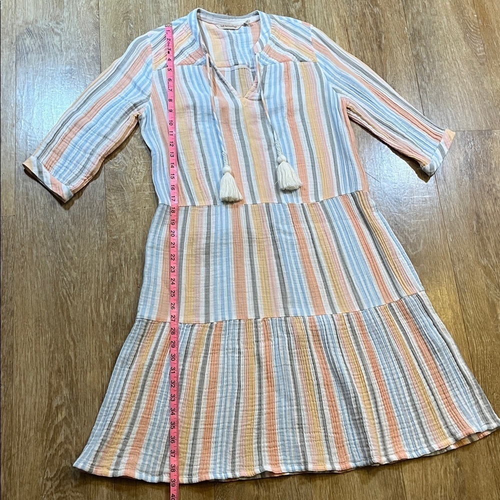 Soft Surroundings Laguna Gauze Stripe Dress Multi Color Petite Small EUC Cotton - Picture 13 of 16